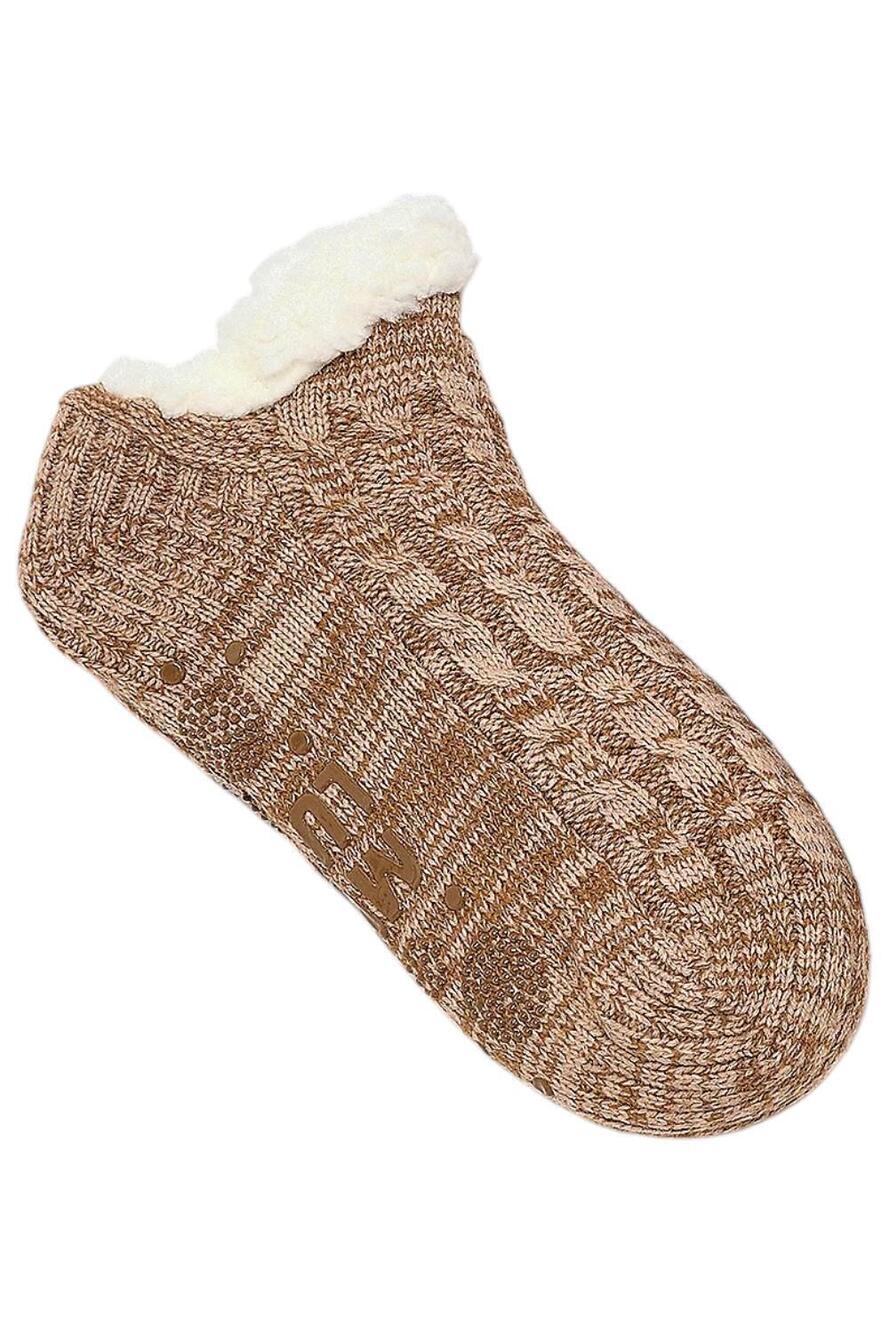 MUK LUKS Aloe Infused Pieced Shortie Cabin Socks Beige
